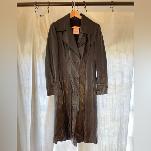 Vintage Loewe black leather trench - Picture 3 of 5
